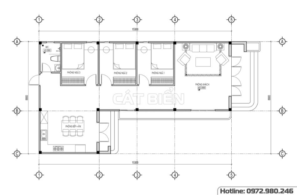 Mẫu Nhà Cấp 4 Đẹp 3 Phòng Ngủ Phong Cách Hiện Đại | CB02345 Mẫu Nhà Cấp 4 Đẹp 3 Phòng Ngủ Phong Cách Hiện Đại