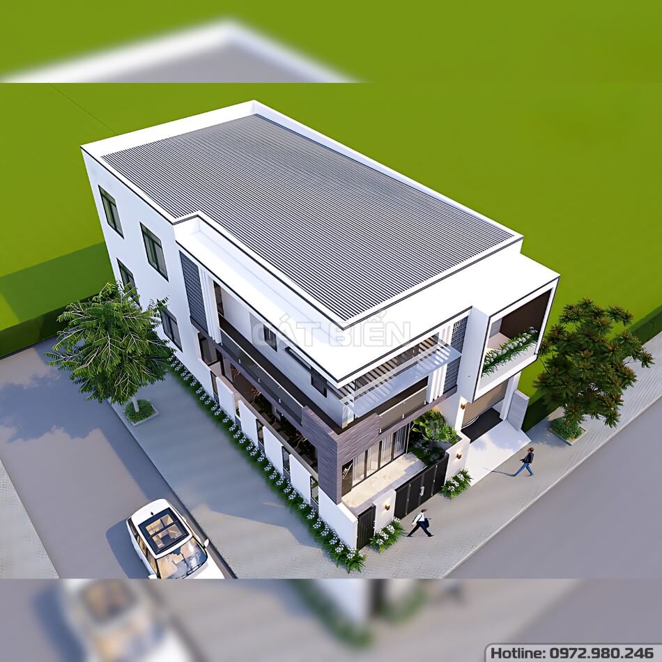 Mẫu Biệt Thự 2 Tầng Mặt Tiền 9m Với Phong Cách Kiến Trúc Hiện Đại | CB02984 Mẫu Biệt Thự 2 Tầng Mặt Tiền 9m Với Phong Cách Kiến Trúc Hiện Đại