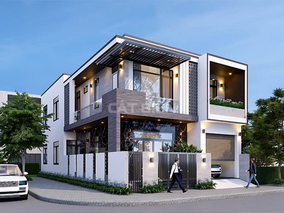 Mẫu Biệt Thự 2 Tầng Mặt Tiền 9m Với Phong Cách Kiến Trúc Hiện Đại