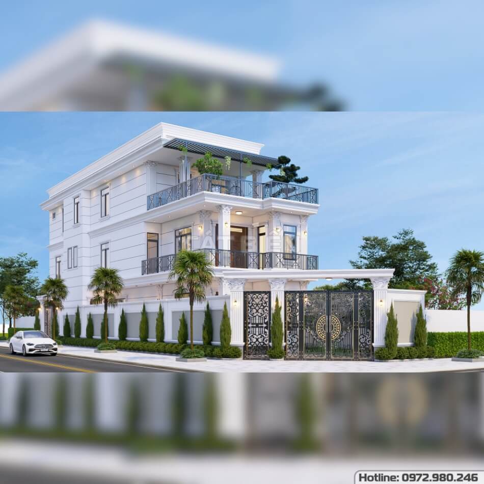 Xây Nhà Trọn Gói Kiên Giang - Xây Dựng Cát Biển Mẫu Nhà Biệt Thự 3 Tầng Hiện Đại Mặt Tiền 7,5m Với Kiến Trúc Độc Đáo