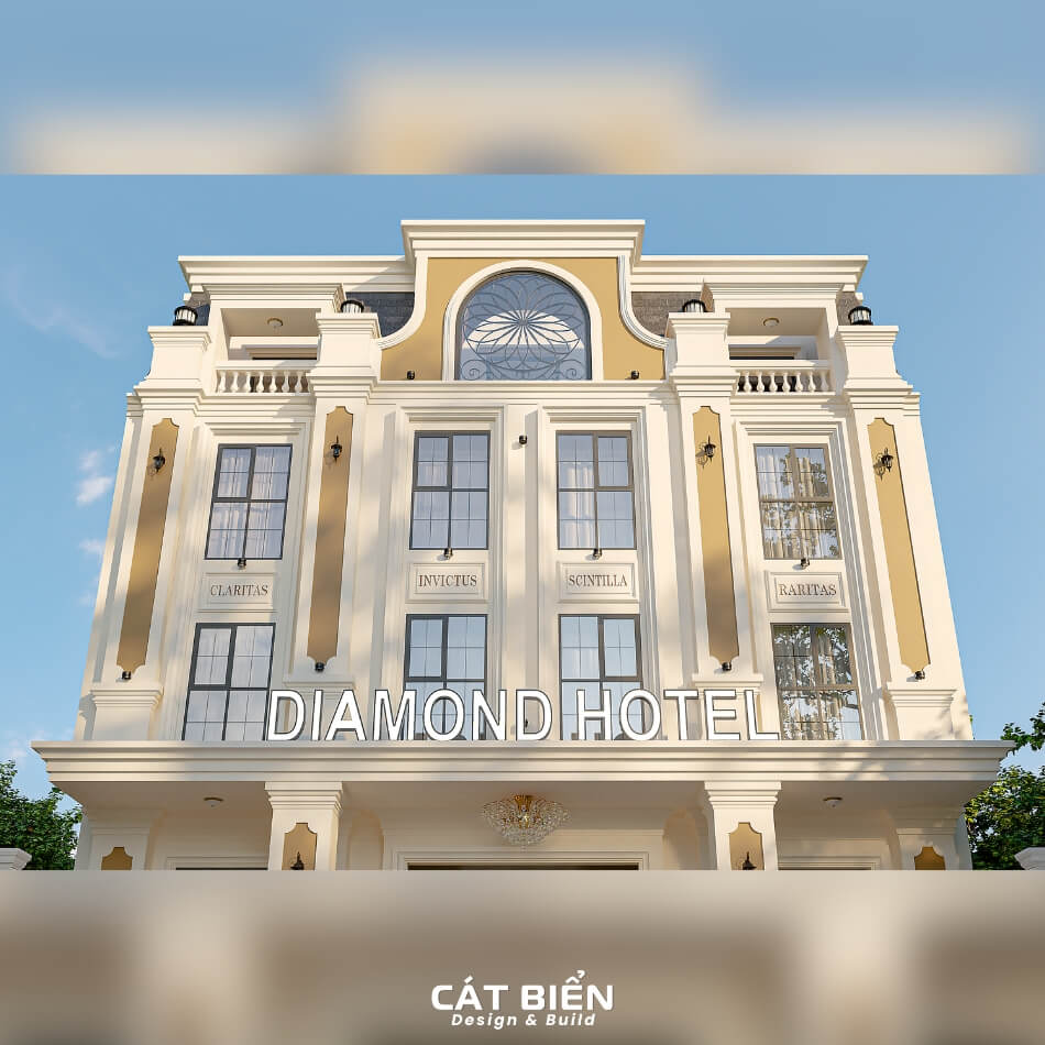 Thiết Kế Khách Sạn Diamond 4 Tầng 15x24m Kiệt Tác Tân Cổ Điển Sang Trọng | CB09124 Thiết Kế Khách Sạn Diamond 4 Tầng 15x24m, Kiệt Tác Tân Cổ Điển Sang Trọng Và Đẳng Cấp | CB09124